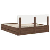 Bed Frame with Drawer Brown Oak 200 x 200 cm Engineered Wood 3412156