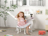 Bunny-Design Kids Dressing Table, with Mirror and Stool - White and Pink T3398P347986