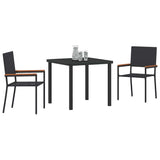 Garden Dining Set with Cushion 3 pcs Black Poly Rattan 3379702