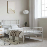 Metal Bed Frame without Mattress with Footboard White 100x190cm 372240