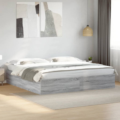 Bed Frame without Mattress Grey Sonoma 180x200 cm Super King 3280998