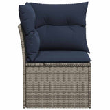 Garden Sofa with Cushion 4 pcs Grey and navy Poly rattan 366163
