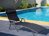 Sun Lounger Steel Frame Outdoor Folding Chaise Texteline Lounge Chair Recliner with Headrest & 7 T3398P318569