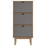Shoe Cabinet OTTA with 3 Drawers Brown&Grey Solid Wood Pine 351310