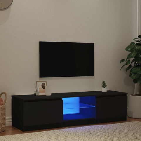 TV Cabinet with LED Lights Black 140x40x36 cm 804293