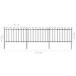 ZNTS Garden Fence with Hoop Top Steel 5.1x1.2 m Black 277667