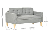 Modern 2 Seater Sofa with Hidden Storage, 117cm Tufted Cotton Couch with Wood Legs, Compact Loveseat T3398P344490