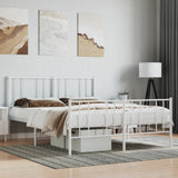Metal Bed Frame without Mattress with Footboard White 140x200cm 352548
