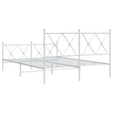 Metal Bed Frame without Mattress with Footboard White 140x190cm 376569