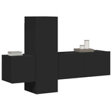 3 Piece TV Cabinet Set Black Engineered Wood 3078759