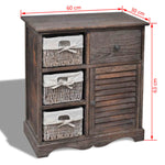 ZNTS Wooden Cabinet 3 Left Weaving Baskets Brown 240795