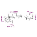 Garden Sofa Set with Cushion 7 pcs Black Steel 3378980