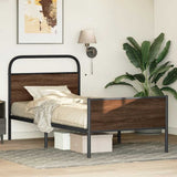 Bed Frame without Mattress 107x203 cm Brown Oak Engineered Wood 4100496