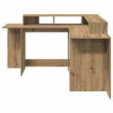 Desk with LED Lights Artisian Oak 152x152x91 cm Engineered Wood 3309464