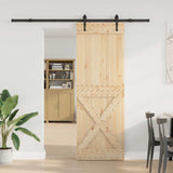 Sliding Door NARVIK Natural and Black 80 x 210 cm 3445390