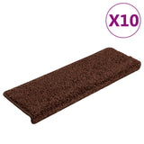 Stair Mats 10 pcs 65x21x4 cm Brown Rectangular Edge 149821
