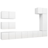 8 Piece TV Cabinet Set White Engineered Wood 3078716