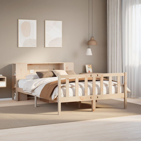 ZNTS Bookcase Bed without Mattress 135x190 cm Solid Wood Pine 3322080