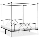 Bed Frame without Mattress with Canopy Black 200x200 cm Metal 284439