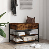 Shoe Bench Smoked Oak 70x42.5x50 cm Engineered Wood 839030