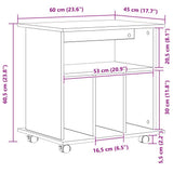 Rolling Cabinet Black Oak 60 x 45 x 55 cm Engineered Wood 862674