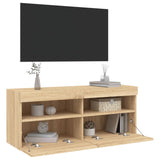 TV Wall Cabinet with LED Lights Sonoma Oak 100x30x40 cm 837213
