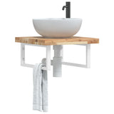 Basin Shelf Wall Mounted Steel and Solid Wood Acacia 3302764