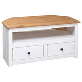 Corner TV Cabinet White 93x49x49 cm Solid Pine Panama Range 282687