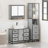 ZNTS 3 Piece Bathroom Furniture Set Grey Sonoma Engineered Wood 3301173