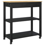 Kitchen Trolley MONZA Black 84 x 40 x 88.5 cm Solid Pine Wood 42027039