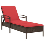 Sun Lounger Reclining Brown 63 x 200 x 81 cm Poly Rattan 368306