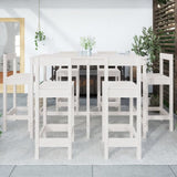 7 Piece Garden Bar Set White Solid Wood Pine 3154761