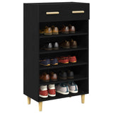 Shoe Cabinet Plain Black Oak 60 x 35 x 105 cm Engineered Wood 8004212