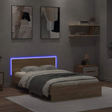 Bed Frame Sonoma oak Engineered wood and plywood Double Bed Frame 3207625