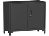 Lockable Metal Filing Cabinet, 2-Tier Storage Cupboard with Double Doors, Modern Office Organiser, T3398P554124