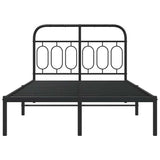 Metal Bed Frame without Mattress with Headboard Black 120x200cm 377115