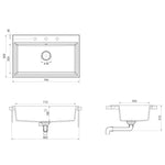 ZNTS Kitchen Sink Grey 790x500x193 mm Granite 147054