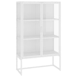 Highboard White 80x35x135 cm Steel and Tempered Glass 335884