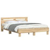 Bed Frame with LED without Mattress Sonoma Oak 140x190 cm 3207562