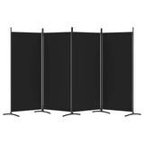 4-Panel Room Divider Black 346x180 cm Fabric 350265
