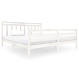 3100675 Bed Frame without Mattress White Solid Wood 200x200 cm