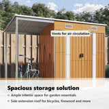 Garden Shed with Extended Roof Light Brown 277x107x181cm Steel 364528