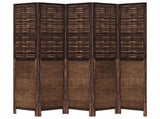 Room Divider 5 Panels Dark Brown Solid Wood Paulownia 358711