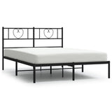 Metal Bed Frame without Mattress with Headboard Black 120x200cm 355461