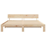 Bed Frame with Headboard Natural 200 x 200 cm Solid Pine Wood 872638