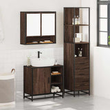 ZNTS 3 Piece Bathroom Furniture Set Brown Oak Engineered Wood 3301179