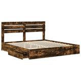 Storage Bed with Drawer Smoked Oak 180 x 200 cm Engineered Wood 3411552