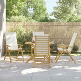 4 Piece Folding Reclining Chairs with Cream White Cushions Bamboo 3208927