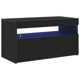 TV Cabinet with LED Black Oak 75 x 35 x 40 cm Engineered Wood 862557