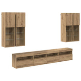 TV Wall Cabinet Set with LED Lights with LED 7 pcs Artisan oak 3402795